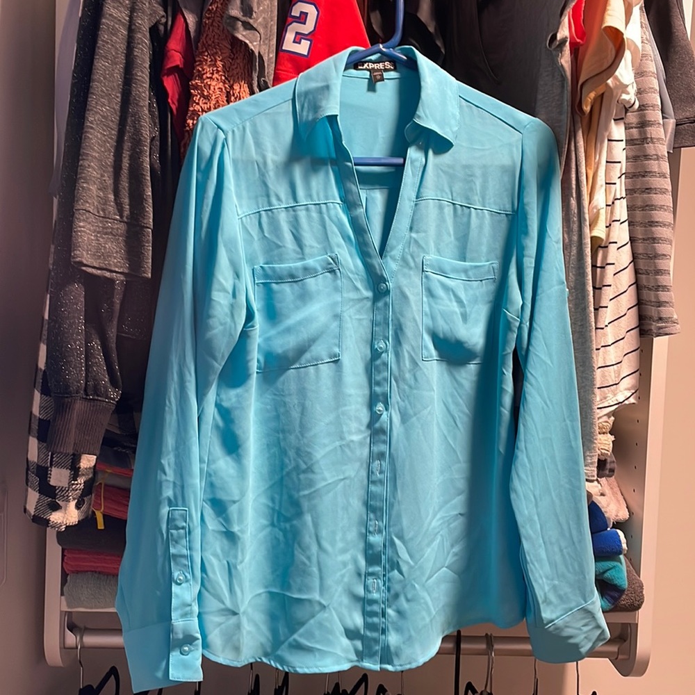 Express xs baby blue portfino blouse